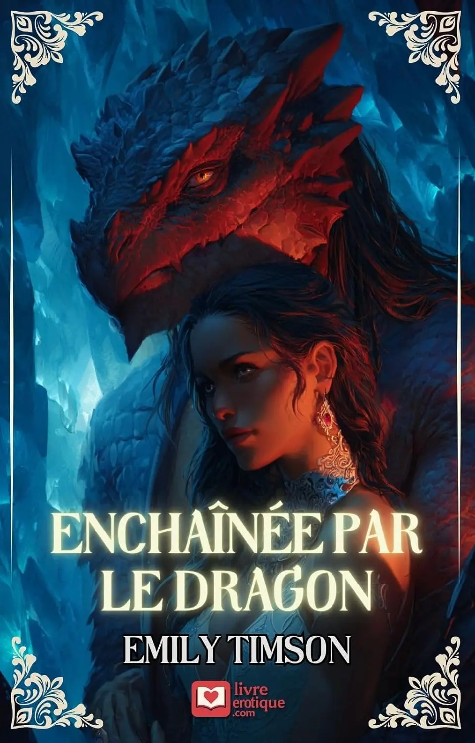 Couverture du roman érotique "Enchaînée par le Dragon" par Emily Timson - Livre Romantasy disponible sur Amazon